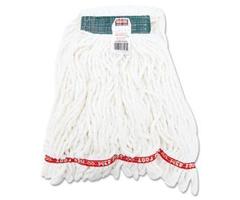 Rubbermaid Commercial RCPA21206WHI Looped-End Antimicrobial Wet Mop Head, Cotton/Synthetic, Medium,