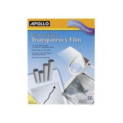 Apollo APOPP201C Plain Paper Copier Transparency Film, Removable Sensing Stripe, 100 Per Box, Clear