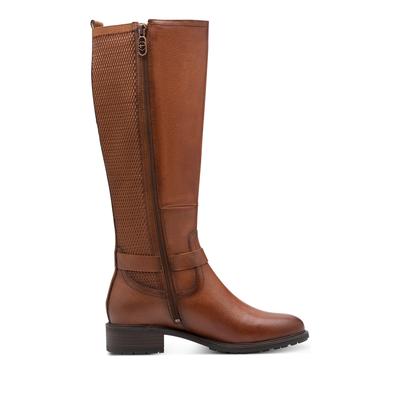 Tamaris Damen Cognac Braun Hellbraun Leder Kniehohe Reitstiefel Image