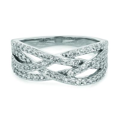 Buckley London Ring Messing rhodiniert Kristalle Image