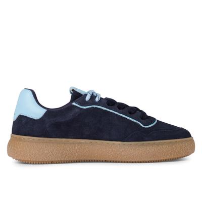 Tamaris Damen Marineblaue Leder Fashion Stripe Schnür-Sneakers Image