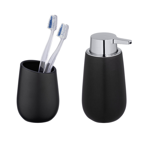 WENKO Waschtisch-Set ""Badi"" Schwarz, 2-tlg.