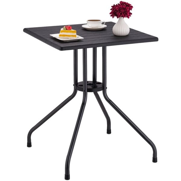 relaxdays Gartentisch in Holz-Optik schwarz 61 x 61 cm schwarz