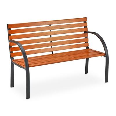 relaxdays Gartenbank aus Holz & Metall für 2 Personen braun, 122 cm Image