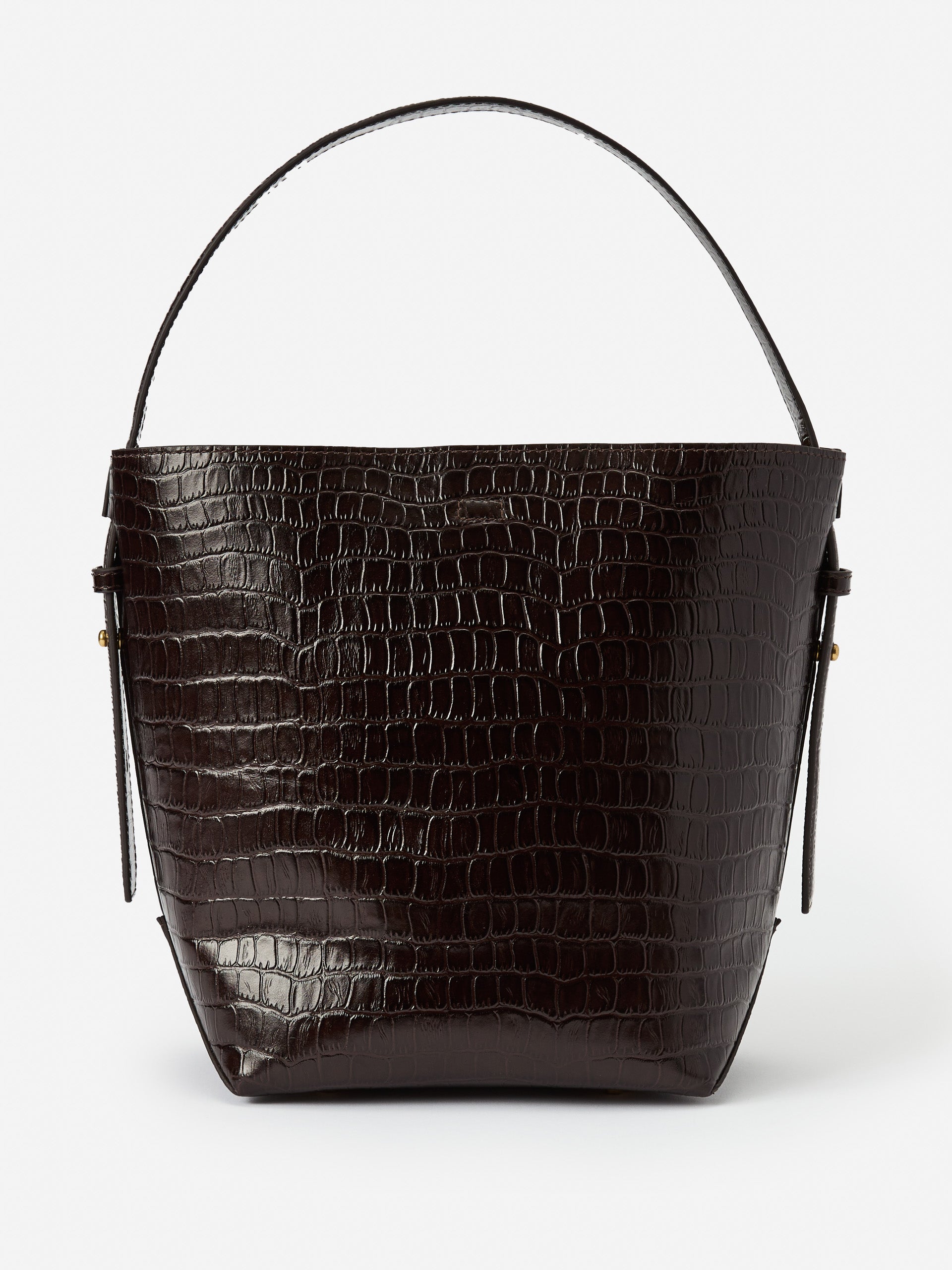 J.McLaughlin Women's Crawford Leather Bucket Bag in Crocodile Dark Brown