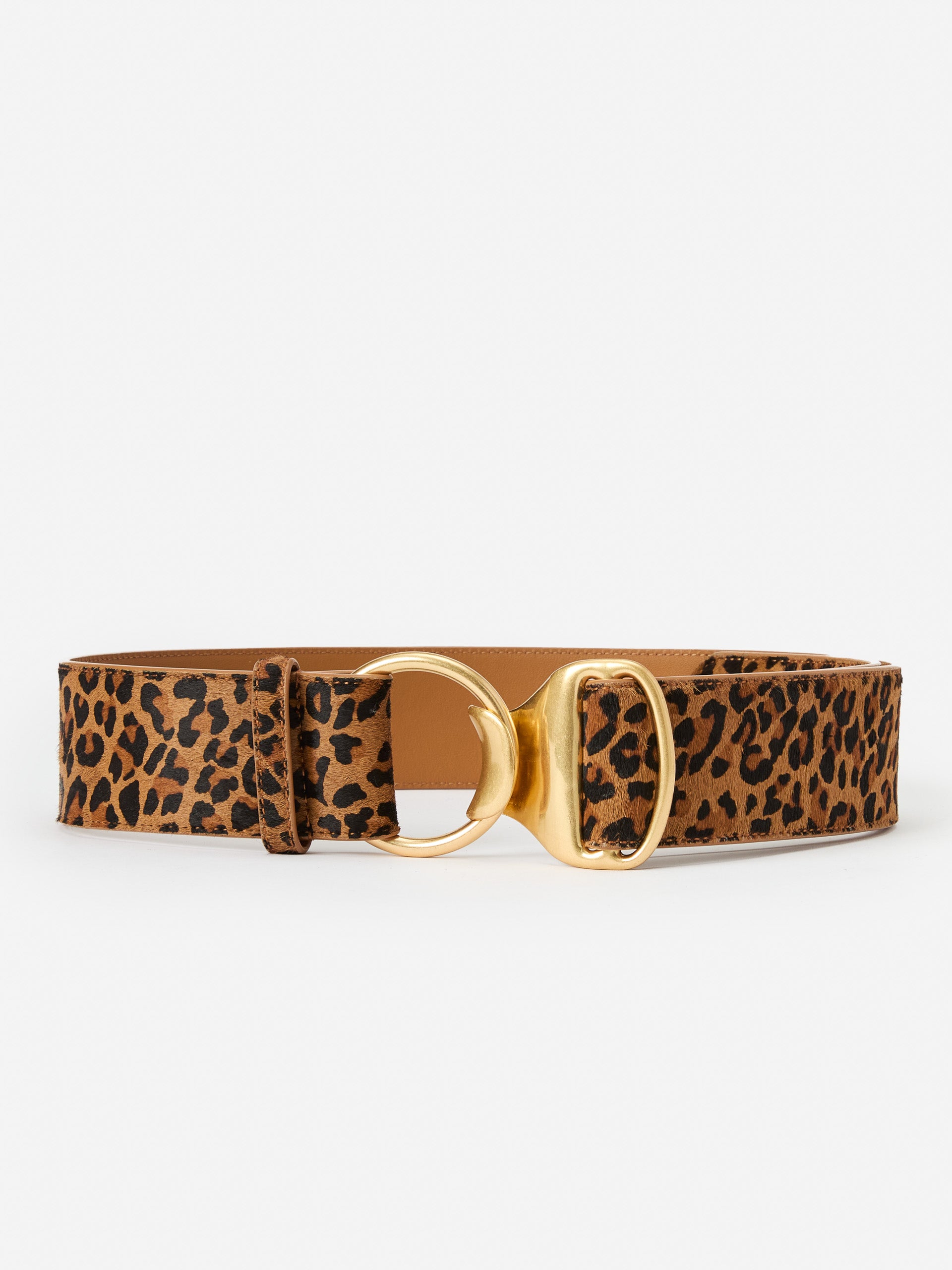 J.McLaughlin Women's Isobel Pony Hair Belt in Leopard Brown, Size Medium/Large | Suede