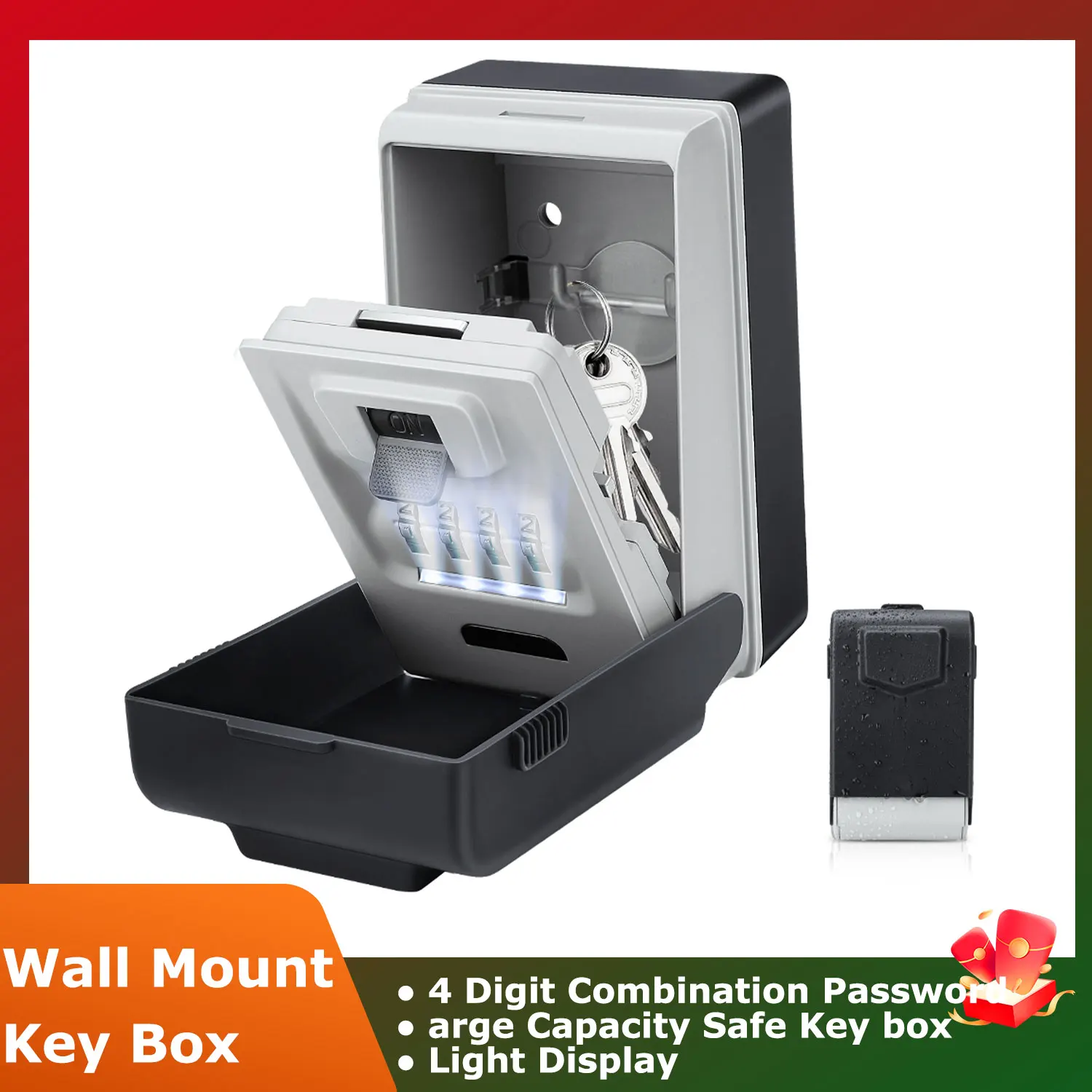 Anti-Diebstahl-Safe mit großer Kapazität, Schlüsselkasten zur Wandmontage, 4-stellige Zahlenkombination, Metall-Schlüsselsafe, Schließkasten
