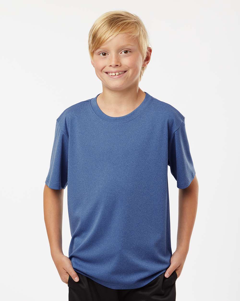 AllPro 48000Y Youth Pro-Lock Performance T-Shirt in Heather Royal Blue size Medium | Polyester