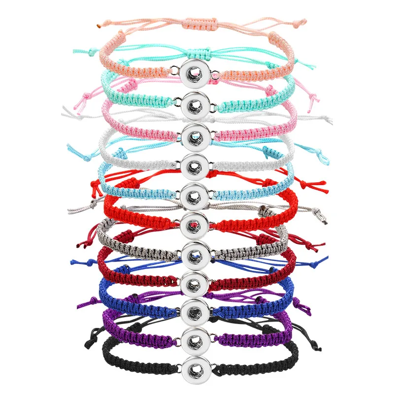 Mode Bunte manuelle Seil-Druckknopf-Armbänder 15 cm verstellbare Kinder passen 12 mm Druckknöpfe Großhandel Schlüsselanhänger SE0145 Image