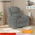 Lazyspace Chaise de loisirs, fauteuil de massage électrique avec fonction inclinable, fauteuil TV avec 2 poches latérales, chauffage de la taille, gris
