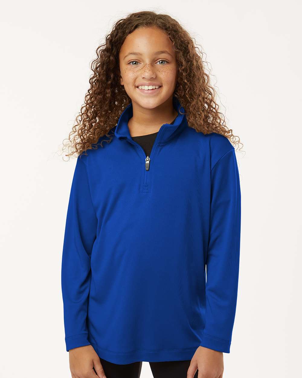 AllPro 41870Y Athletic Youth Pro-Lock Performance Quarter-Zip Pullover Top in Royal Blue size Medium | Polyester