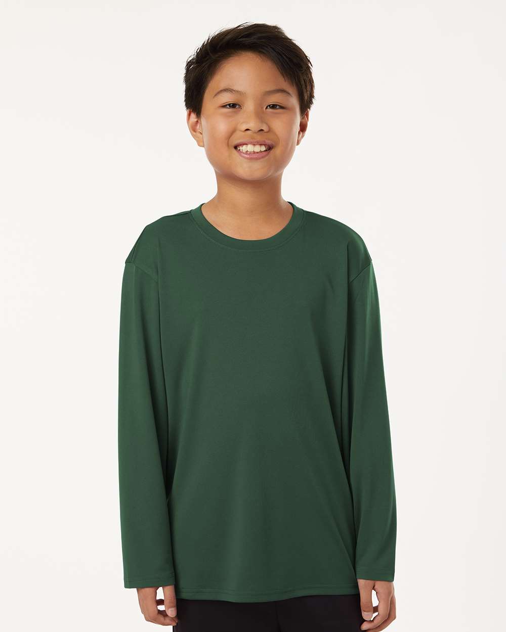 AllPro 48400Y Youth Pro-Lock Performance Long Sleeve T-Shirt in Forest Green size Large | Polyester