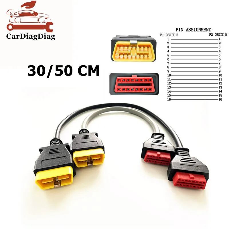 OBD 2 Verlängerungskabel OBD2 16Pin Stecker auf Buchse Stecker Verlängerungskabel 30 CM 50 CM Kabel Verlängern OBD2 Auto Diagnose interface Adapter Image