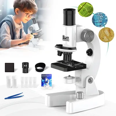 4800X Student Education Lab HD Biological Microscope LED Lights Childrens Microscope Elementary School Study Gift