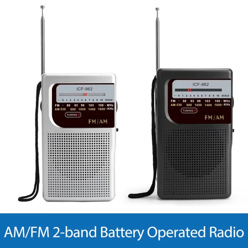 AM/FM 2-Band batteriebetriebenes tragbares Radio, kompakt und tragbar, mit Kopfhöreranschluss zum Hören bis zum Übertragungen, Mini-Radio