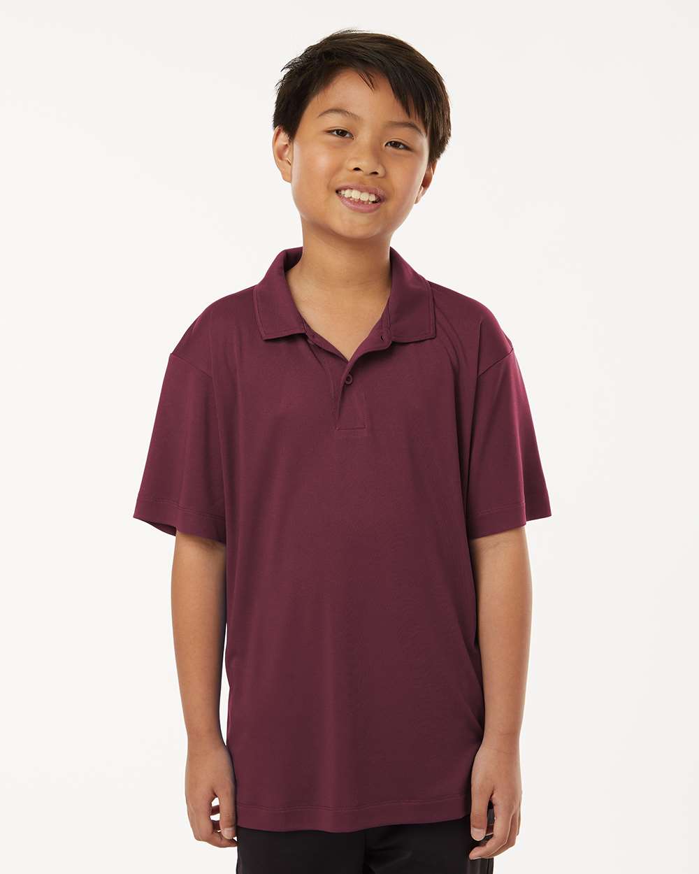 AllPro 41800Y Youth Pro-Lock Performance Polo Shirt in Maroon size Large | Polyester