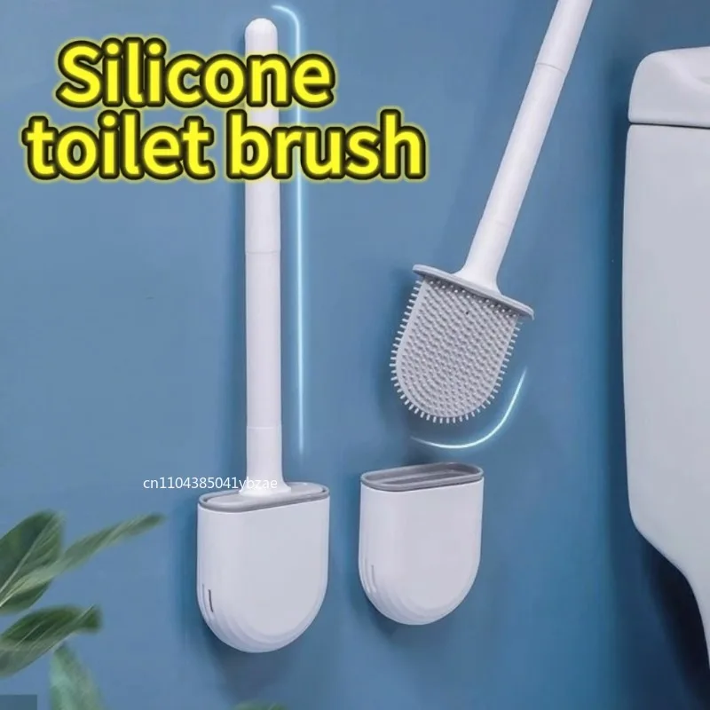 1/2 stücke Mini Silikon Wc Pinsel Haushalt Kein Toter Winkel Bad Reinigung Pinsel Wand Montiert Abnehmbare Wc Pinsel Image
