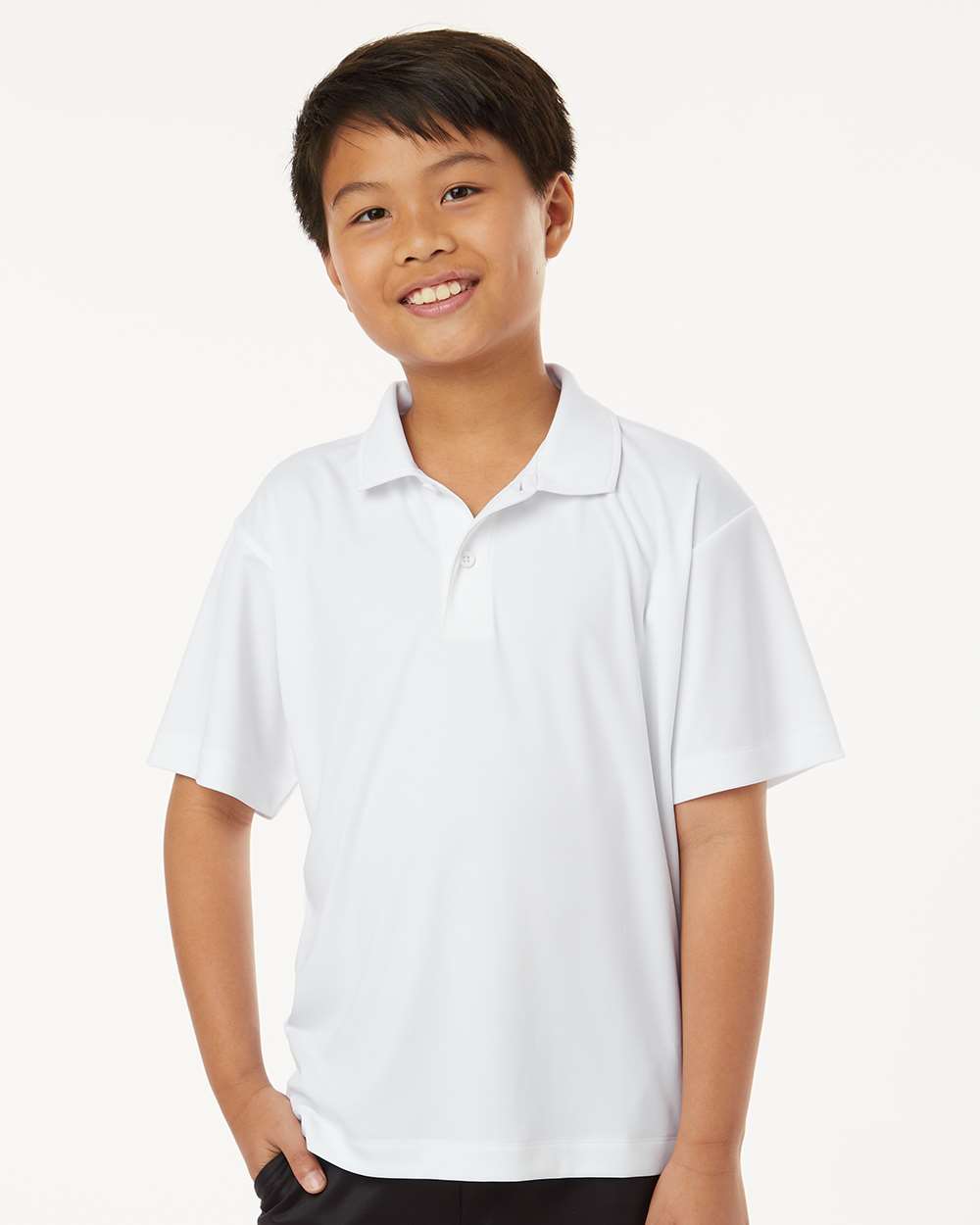 AllPro 41800Y Youth Pro-Lock Performance Polo Shirt in White size Medium | Polyester