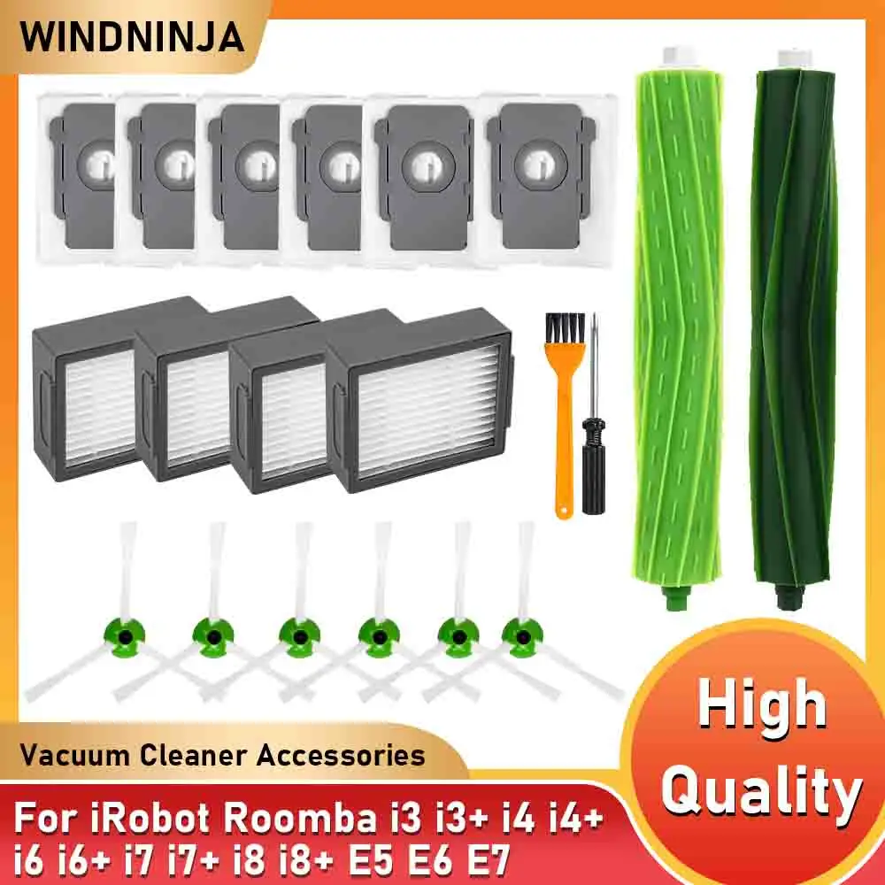 Für iRobot Roomba i2 i3 i3+ i4 i4+ i6 i6+ i7 i7+ i8 i8+E5 E6 E7 Staubsauger Roboter Haupt-/Seitenbürstenfilter Staubbeutel Zubehör Image