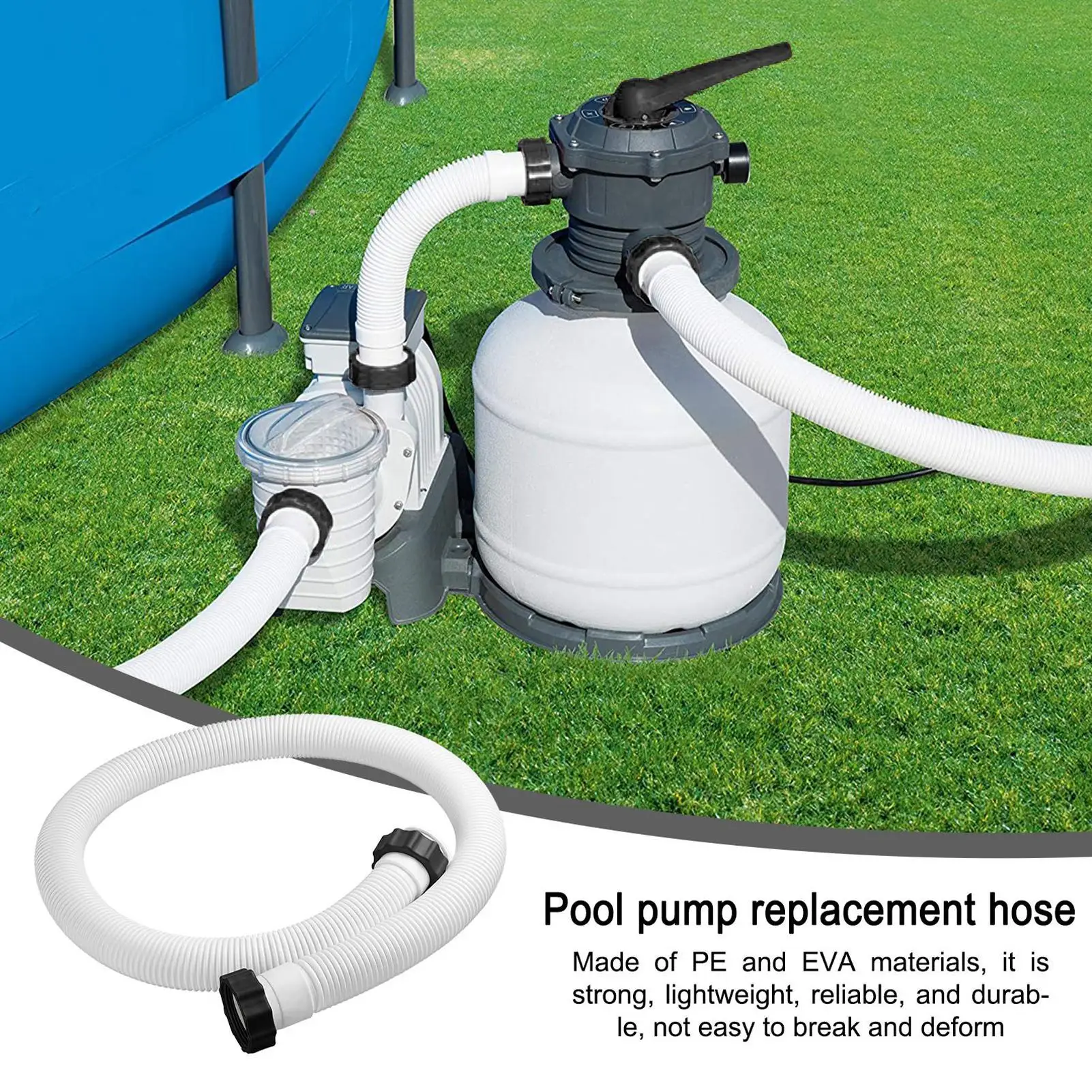 Schlauch für Poolpumpe, Schnellanschluss, Filterschläuche für Bodenpool, flexible, robuste Rohrverschraubungen für die Poolwartungsreinigung Image
