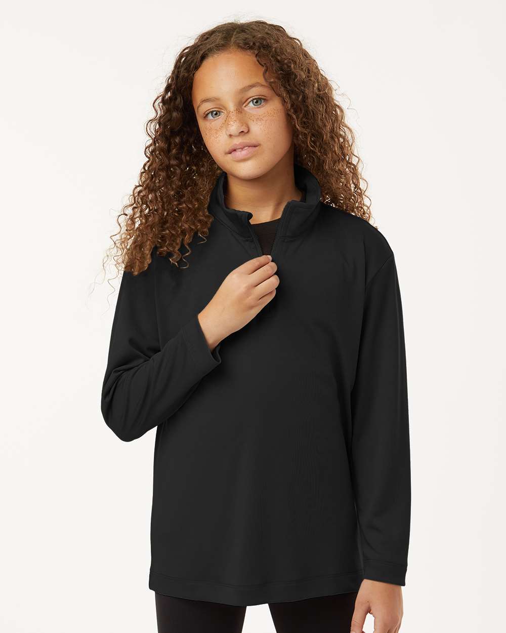 AllPro 41870Y Athletic Youth Pro-Lock Performance Quarter-Zip Pullover Top in Black size XL | Polyester
