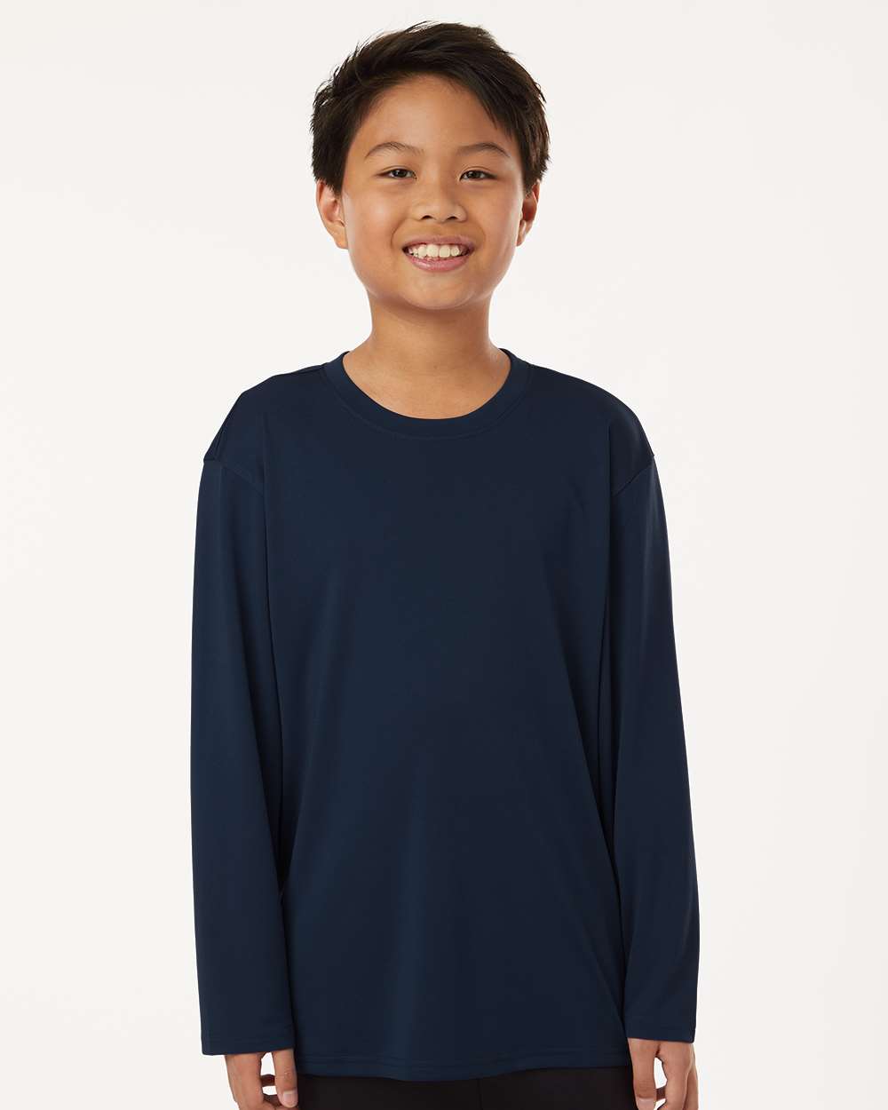 AllPro 48400Y Youth Pro-Lock Performance Long Sleeve T-Shirt in Navy Blue size Large | Polyester