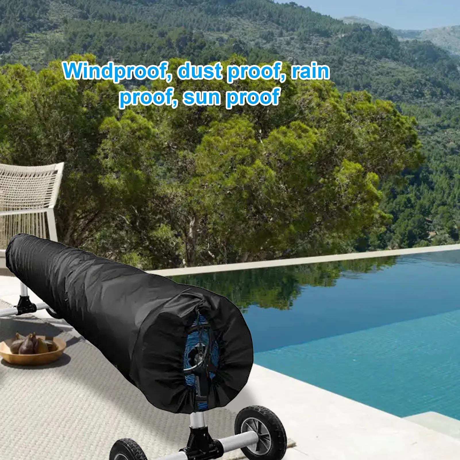 Couverture de bobine solaire de piscine couverture de protection de bobine solaire de piscine tissu Oxford couverture de piscine extérieure protecteur pour piscines noir