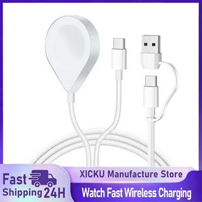 3 In 2 Magnetic USB C Cable for Apple Watch Charger iPhone Charger Fast Charging Cable For iWatch Ultra SE 9 8 7 6 5 4 3 2 1