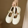 Neue Nietenperle Lambhair Französischer Stil Retro Wildleder Einzelschuh Mädchen Niedlich Rundkopf Mary Jane Samt Warme Damenschuhe Größe 40