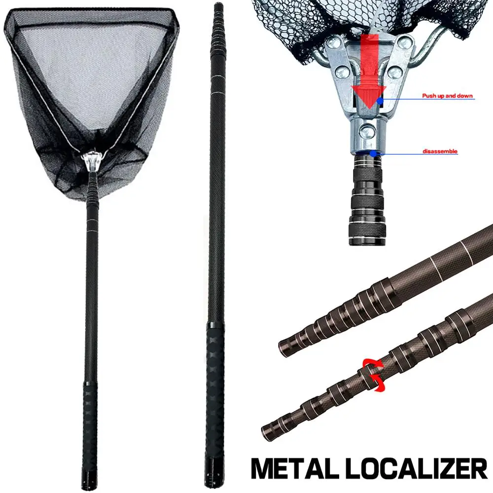 Teleskop Klapp Fischernetz T3,0 m/4,0 m Kescher Karpfen Carbon Faser Fliegen Meer Werkzeuge mit Komfortables Griff angeln Werkzeuge Image