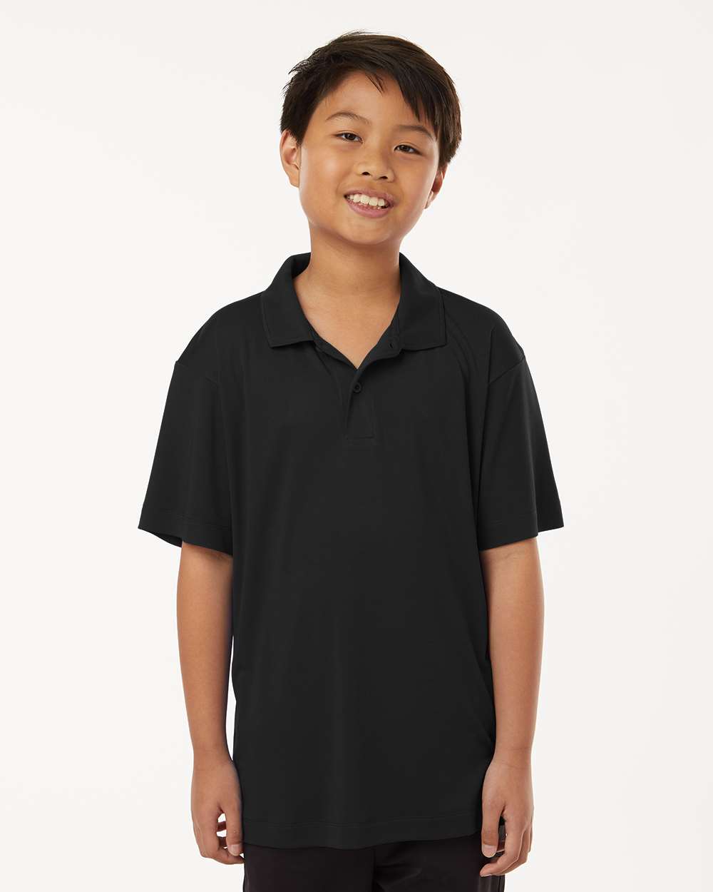 AllPro 41800Y Youth Pro-Lock Performance Polo Shirt in Black size Medium | Polyester
