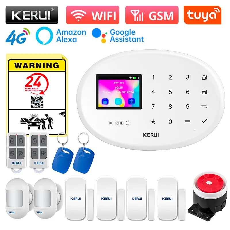KERUI W204 Alarm System Für Home WiFi 4G GSM Alarm Einbrecher Sicherheit 433 MHz Drahtlose Sirene Tuya Smart bewegungsmelder Sensor