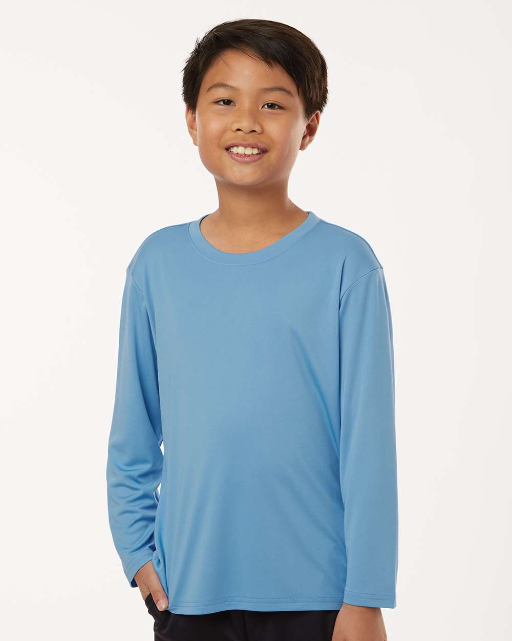 AllPro 48400Y Youth Pro-Lock Performance Long Sleeve T-Shirt in Carolina Blue size Small | Polyester