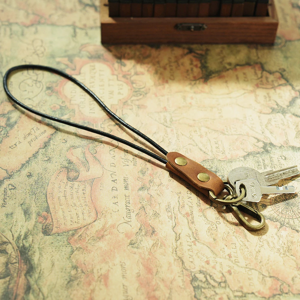 Schlüsselanhänger aus echtem Rindsleder, Organizer, Schlüsselanhänger mit abnehmbarem Seil Image