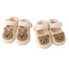 0-18 Monate Babyfarbe Baumwolle Einzelschuh Baby Kleinkind Schuhe rutschfeste Sohlen Klettverschluss Cartoon Bär Kaninchen Babyschuhe