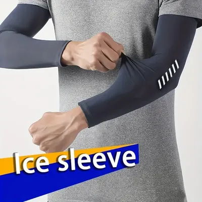 Mens Lightweight Breathable Ice Silk Sports Sleeves Pair Sweat Absorbent Cooling Arm Covers For Cycling Fishing Running Hiking