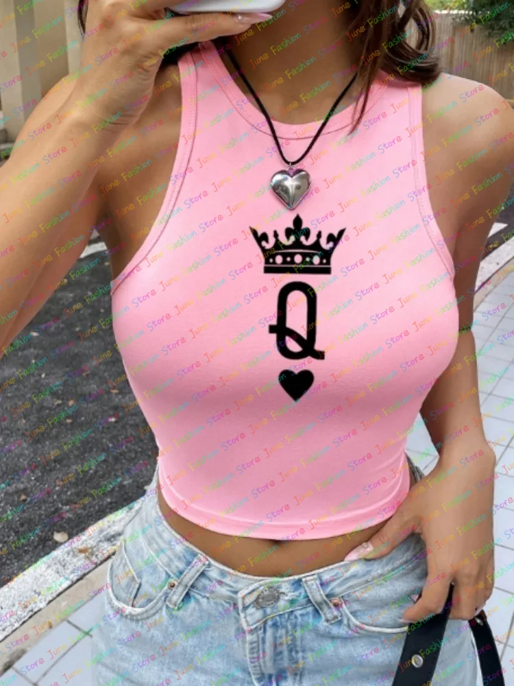 Queen Letter Graphics Print Tank Top For Women