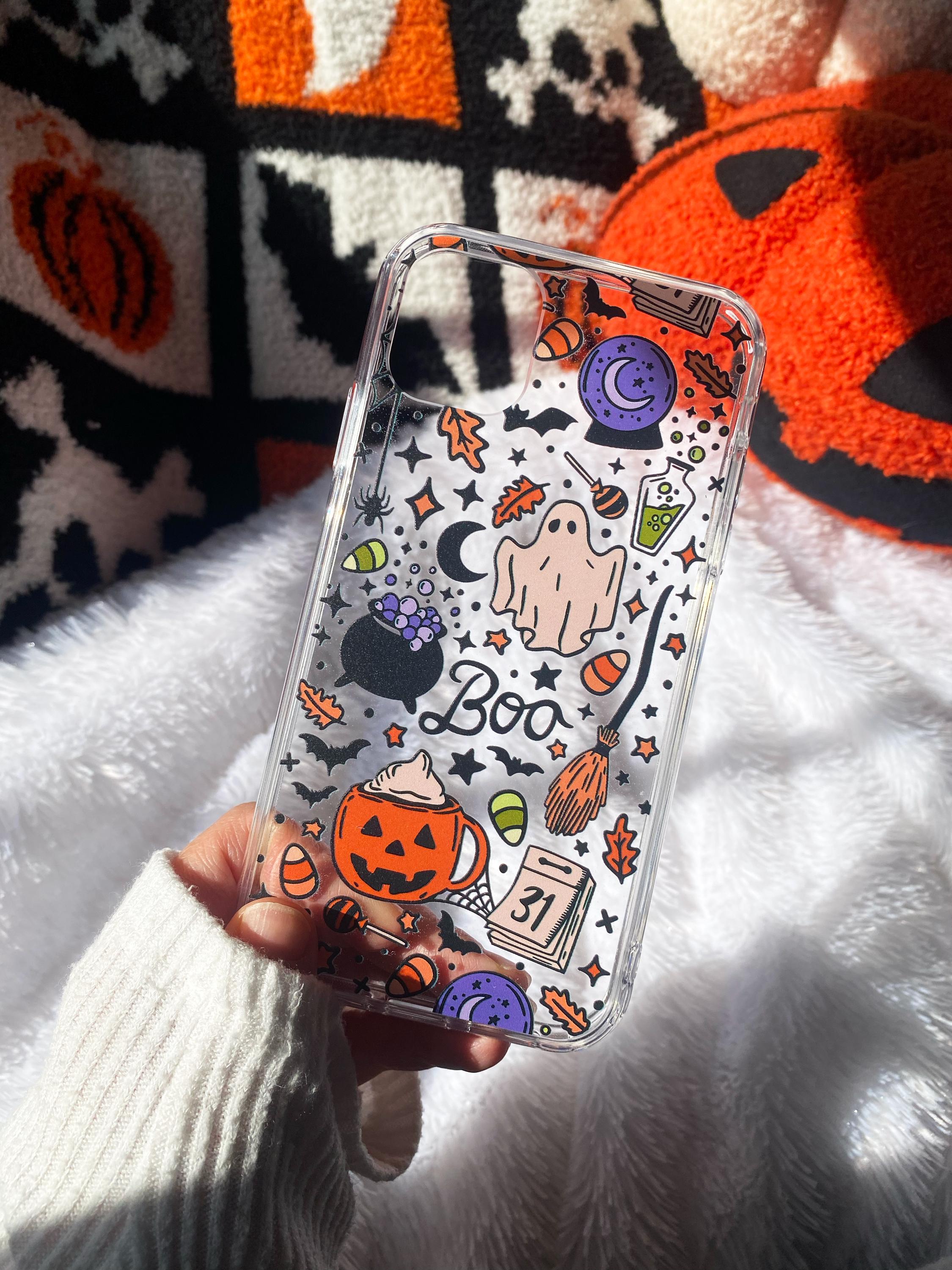 Custodia trasparente per telefono, custodia per telefono di Halloween, regalo per Halloween, custodia per telefono fantasma, custodia per telefono str