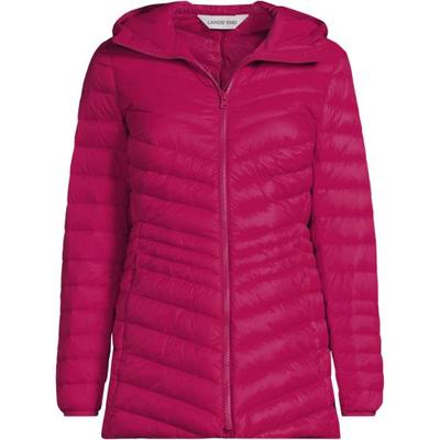 Wanderweight Down Ultralight Packable Jacket with Hood, Women, size: 10-12, regular, Pink, Nylon/Down, by Lands' End