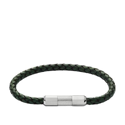 Armband FOSSIL "Schmuck Geschenk Edelstahl Leder KNOX", bunt (edelstahlfarben, schwarz, grün), Armbänder, Edelstahl-Leder, Edelstahl, Leder Image