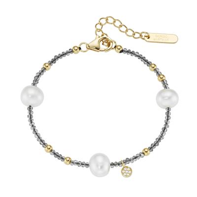 Armband "mit Süßwasser-Perlen und Ziersteinen, Silber 925", gold, GIORGIO MARTELLO MILANO, Armbänder, Damen, 19cm, Silber 925 (Sterlingsilber) Image