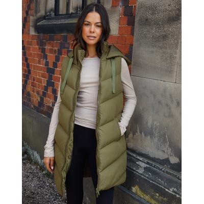 Khaki Green Longline Padded Gilet