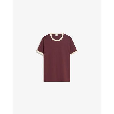 Bershka Ribbed Short Sleeve T-Shirt Men Xl Burgundy
