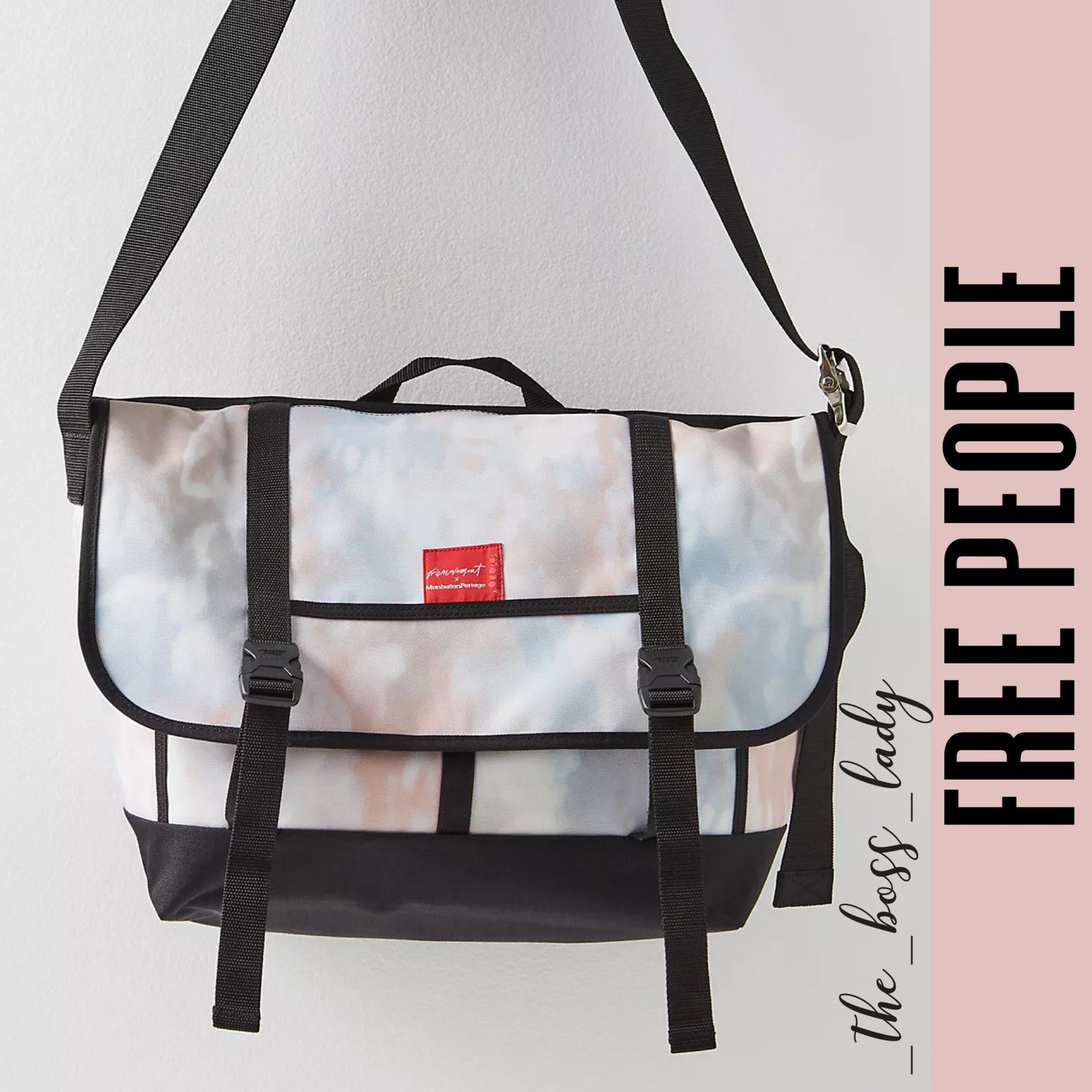 Free People Bags | Free People Bag Messenger Bag Work School Travel Laptop Bag Crossbody College | Color: Blue/White | Size: Os