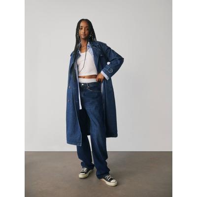 Gap Dark Indigo Blue UltraSoft Denim Trench Coat