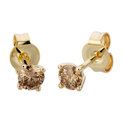 Paar Ohrstecker OROLINO "585/- Gelbgold 2 Brill. 0,50 t. braun", gelb (gelb, 2), Ohrringe, Damen, ONE-SIZE, 0,50 ct. ct, Gold Image