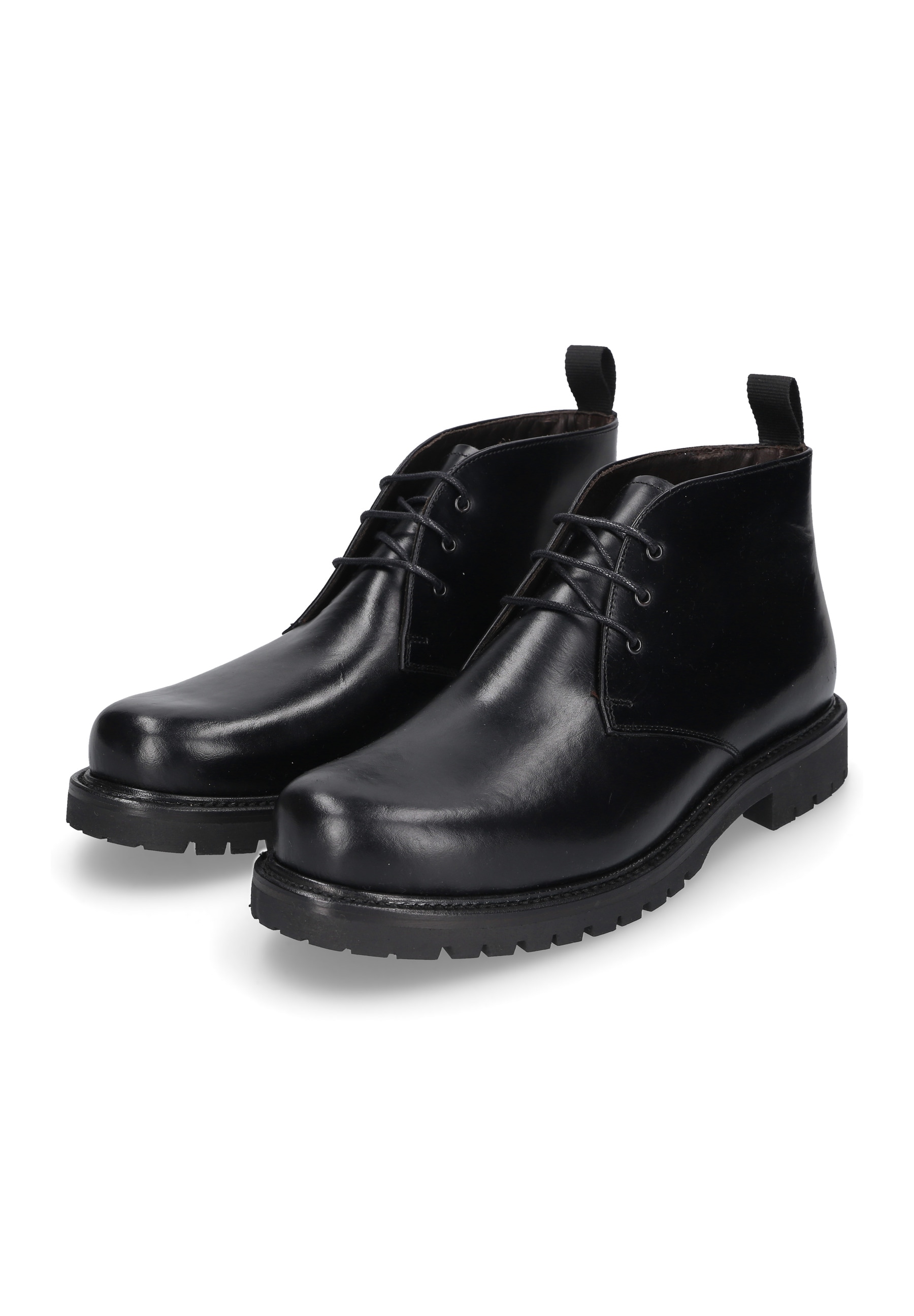 Schnürboots HENRY STEVENS "Harry GB", Herren, Gr. 43, schwarz, gefettetes Kalbsleder, Schuhe, Herren Halbschuh Leder-Boot hangefertigt, Schnürboot