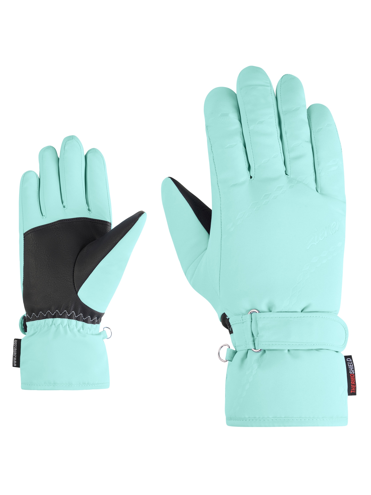 Skihandschuhe ZIENER "KEVA-Z PR glove lady", Damen, Gr. 7, radiant lagoon, Obermaterial: 100% Polyester; Innenhand: 100% Polyester; Futter: 100% Polyester; Wattierung: 100% Polyester (recycelt), Handschuhe Image