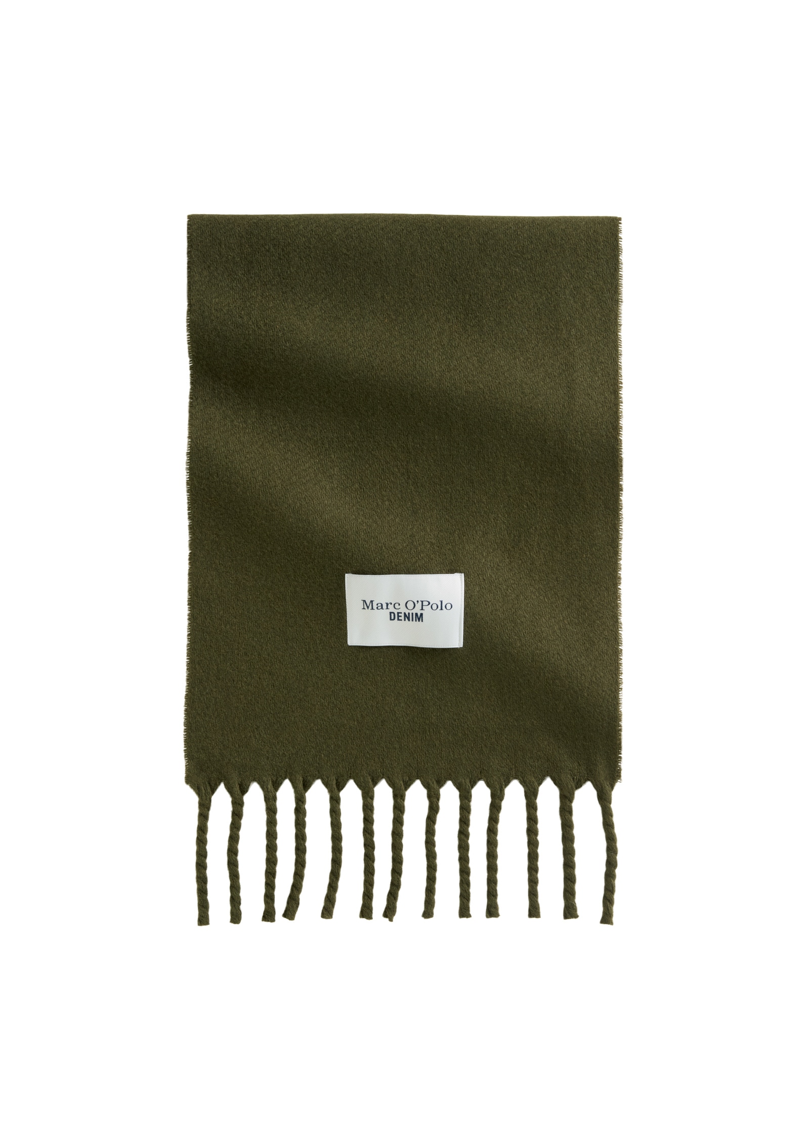 Wollschal MARC O'POLO DENIM "mit langen Fransen", Damen, fir grün, Obermaterial: 100% Wolle (Schafwolle), unifarben, Modetücher