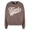 Sweater KARL KANI "Karl Kani Karl Kani Woven Signature Star Logo Crew", Damen, Gr. XS, grau (taupe), 80% Baumwolle, 20% Polyester, bedruckt, Rundhals, Langarm, Sweatshirts